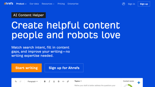 Ahrefs AI Content Helper示意圖