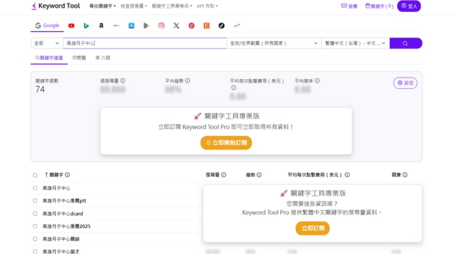 Keyword Tool Google關鍵字搜尋量查詢工具